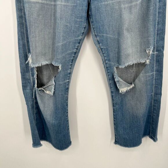 AG Adriano Goldschmied Blue Distressed Tomboy Relaxed Straight Size 31 - Picture 3 of 16